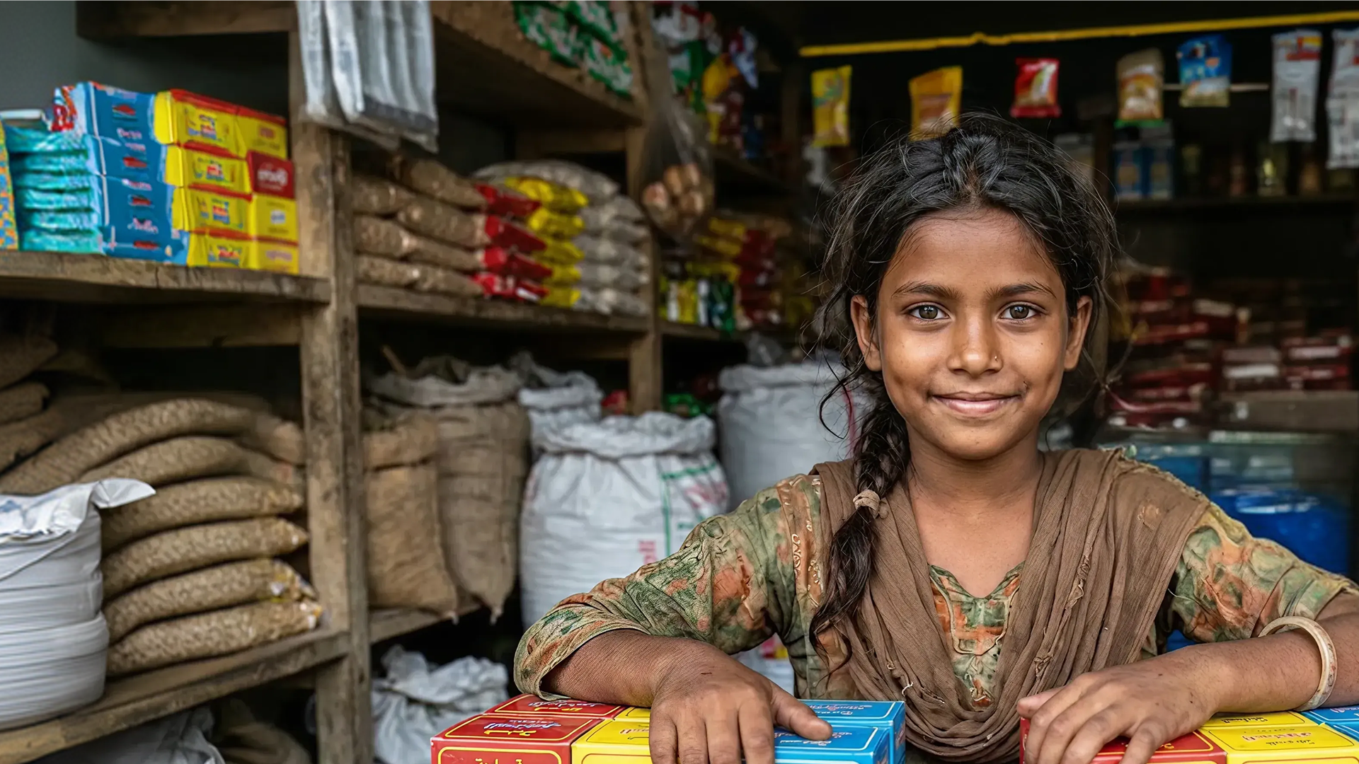 Girl in store smiling